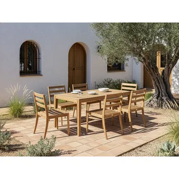 Zahradní nábytek Zahradní jídelní stůl světle hnědý certifikované akáciové dřevo 180 x 90 cm obdélníková deska rustikální styl venkovní Beliani