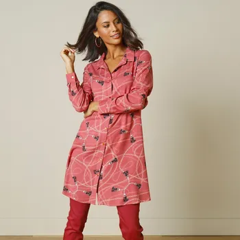 Dámské tričko Dlouhá tunika s potiskem řetízků tomatová 50