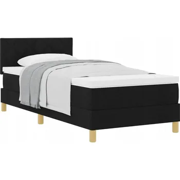 Postel Černá pružinová postel s matrací 193 x 90 x 88 cm, nastavitelné čelo