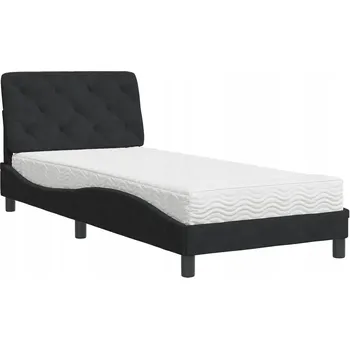 Postel Černá sametová postel s třívrstvou pěnovou matrací 218x85x74,5 cm