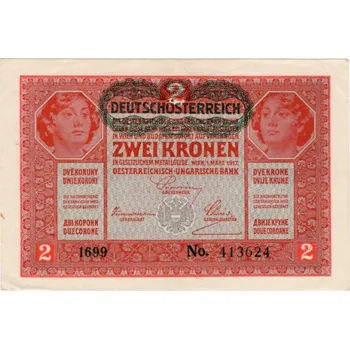 Bankovka , 2 Krone, Pi. 50a, 0/AU, Rakousko