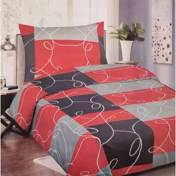 Povlečení Top textil Bavlněné povlečení Červené čtverce - šedé