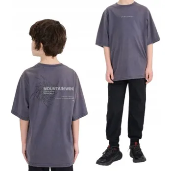 Chlapecké tričko 4F Tričko oversize s s potiskem pro chlapce - šedé 152 (11-12 let)