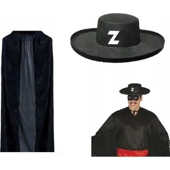 Karnevalový kostým Kostým SUPER Zorro Plášť pláštěnkou a kloboukem pro dospělé, 3 díly MK771
