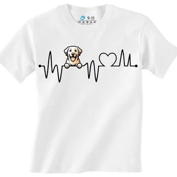 Dívčí tričko Dětské tričko Kardiogram a Labradorský retrívr Labrador Retriever (Barva: Bílá)