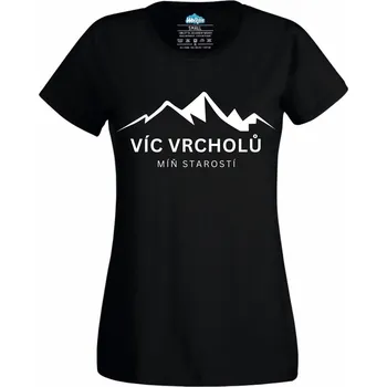 Dámské tričko Dámské tričko Více vrcholů, míň starostí (Velikost: XL, Barva: Černá)