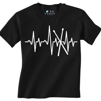 Dívčí tričko Dětské tričko Kardiogram a Paličky na Bubny (Velikost: 5-6, Barva: Černá)