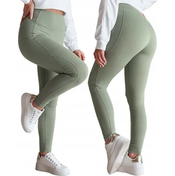 Dámské legíny Dámské sportovní legíny s vysokým pasem zelené UY2603 - S