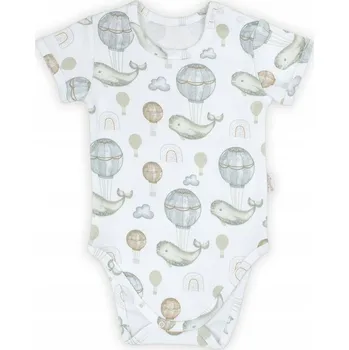 Kojenecký body Kojenecké bavlněné body Nicol White Whale s krátkým rukávem, vel. 74