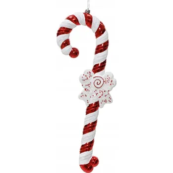 Vánoční dekorace Ozdoba na vánoční stromeček CUKROVÁ HŮL červeno-bílá na stromeček 38 Cm