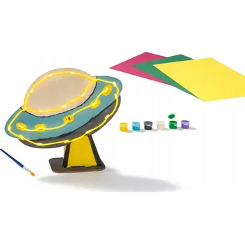 kreativní sada Kreativní sada s LED osvětlením, malování a navlékání nití - UFO, 9 dílů