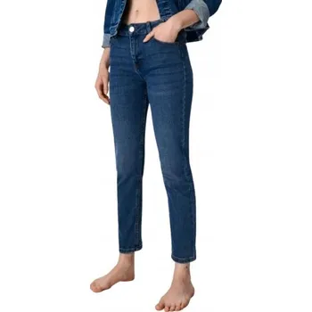 Dámské džíny MODRÉ DŽÍNY S ROVNOU NOHAVICÍ, STŘEDNÍ VÝŠKA PASU, KAPSY, VELIKOST 40