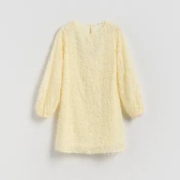 Dívčí šaty Reserved - Flitrové šaty - světle žlutá - 324IB-10X - 324IB-10X-128