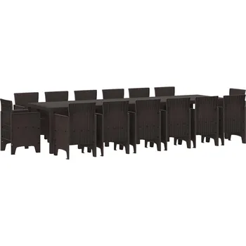 Zahradní sestava vidaXL Zahradní jídelní souprava 15 pcs Hnědá Ratan Polt [3378637]