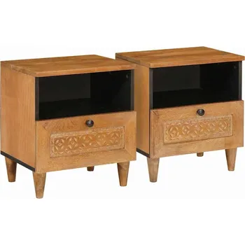 Noční stolek vidaXL Noční skříňka se zásuvkou 2 pcs Světle hnědá 40 x 33 x 46 cm [4018087]