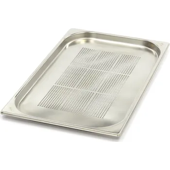 Dóza na potraviny Gastronádoba 1/1 GN – perforovaná – hloubka 2 cm – 53 x 32,5 cm – nerezová ocel