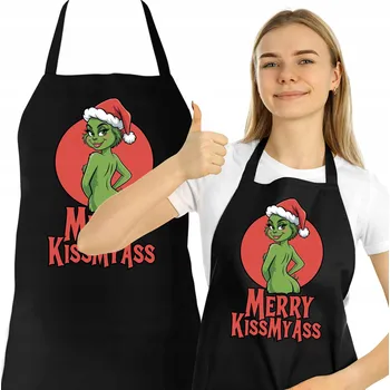 Kuchyňská zástěra Vánoční kuchyňská zástěra dárek VÁNOCE Vtipná MERRY KISS MY ASS
