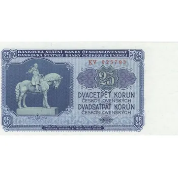 Bankovka ČSR, 25 Kčs, Pi. 84b, N/UNC, 1953, serie KV, 025793