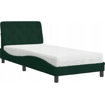 Postel Postel s matrací 90x190 cm tmavě zelená sametová s čelem