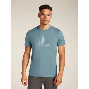 Pánské termoprádlo Pánské termotriko s krátkým rukávem Icebreaker Merino 150 Tech Lite Short Sleeve Tee Polar Paddle M blue ash M