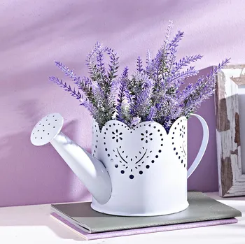 umělá květina Dekorativní konvička s levandulí bílá/fialová