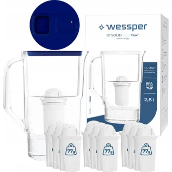 Filtrace vody Filtrační konvice Wessper D1 SOLID futureflow 2,8l modrá + 10x filtr