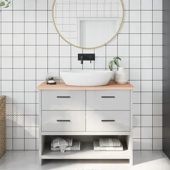 Koupelnový nábytek Deska do koupelny, 100x40x2 cm, surové masivní dřevo