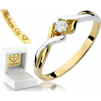 Prsten ZLATÝ PRSTÝNEK S BRILIANTEM 585 GRAVÍROVÁNÍ DÁREK