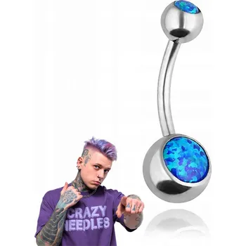 Piercing Piercing do pupíku se stříbrnou granátovou opalizující zirkonií 1,6/10