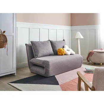 Pohovka Rozkládací pohovka tmavě šedý potah z umělého lnu 2místná bez područek s extra polštáři Dětská pohovka Moderní styl Obývací pokoj Dětská ložnice Beliani