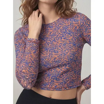 Dámské oblečení Sinsay - Vzorovaná crop halenka s dlouhými rukávy - vícebarevná - 3552B-MLC - 3552B-MLC-XL