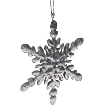 Vánoční dekorace Závěsná dekorace Vločka stříbrná