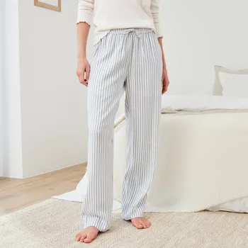 Dámské pyžamo Pyžamové pruhované kalhoty režná/modrá 40