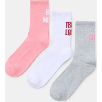 Dámská móda Sinsay - Pruhované ponožky s valentýnským motivem 3 pack - bílá - 369FI-00X - 369FI-00X-36H