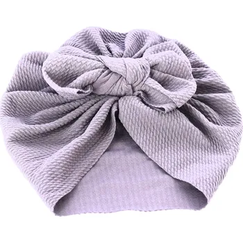 Čepice Dětský turban s mašlí – šedý dívčí čepička