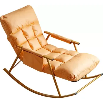 Obývací pokoj Houpací křeslo s kovovou základnou v zlaté barvě – oranžové