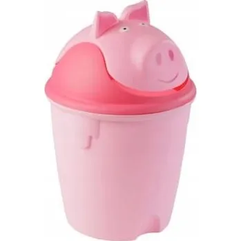 Odpadkový koš Dětský výklopný koš ANIMALS 7 l, motiv prasátko, růžový koš na odpadky