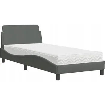 Postel Postel s pěnovou matrací 90x200 cm, tmavě šedá, tvrdost H2/H3