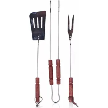 Příslušenství pro gril Sada grilovacího náčiní 3 ks s dřevěnými rukojeťmi