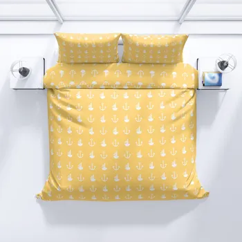 Povlečení Top textil Bavlněné povlečení Žlutá kotva 140x200, 70x90 cm