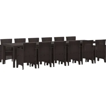 Zahradní sestava vidaXL Zahradní jídelní souprava 13 pcs Hnědá Ratan Polt [3378777]