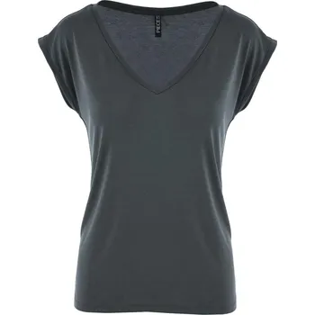 Dámské oblečení DÁMSKÉ ŠEDÉ TRIČKO S VÝSTŘIHEM DO V Pieces
