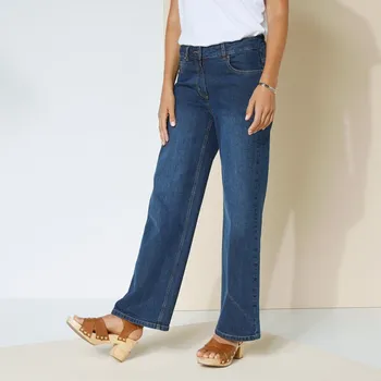 Dámské džíny Široké strečové džíny pro postavu méně než 165 cm tmavomodrá 44