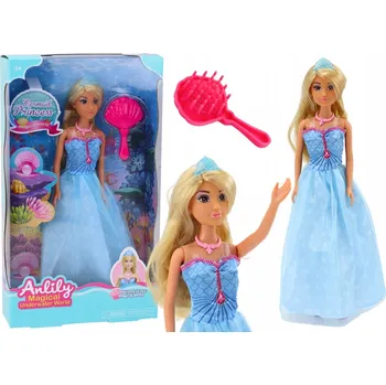 Panenka Panenka Anlily Mořská Panna Princezna Modré Šaty Kartáč