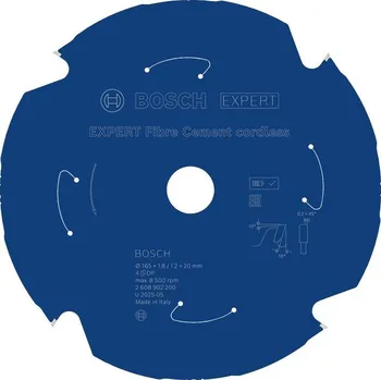 Pilový kotouč BOSCH Pilový kotouč EXPERT Fibre Cement cordless, 165 × 1,8/1,2 × 20 mm, T4 (2.608.902.200)