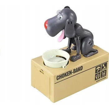 Pokladnička Pokladnička Lean Toys pes grafitový, který olizuje mince