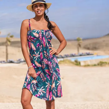 Dámské šaty Blancheporte Šaty s odnímatelnými ramínky, potisk smaragdová 46/48