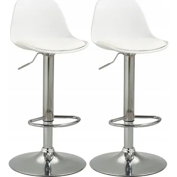 Barová židle Barové židle sada 2 ks otočné nastavitelné čalouněné bílé