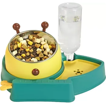 Miska pro psa Miska pro psy a kočky 2 v 1 s automatickým dávkovačem vody – zelená