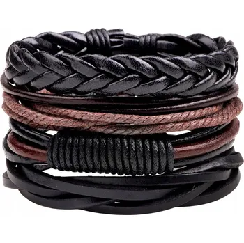 Náramek Pánský náramek náramek z kůže a EKOKŮŽE, SET 4ks, ŘEMÍNKY CASUAL